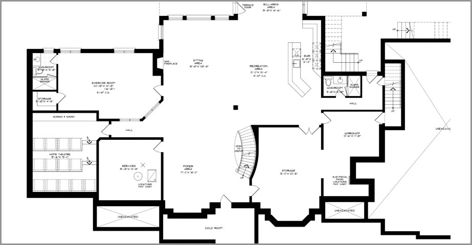 floor plan of optional finished basement